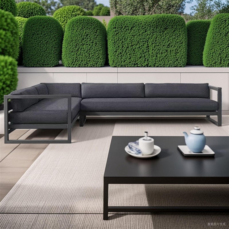 户外全铝合金宽板沙发转角室外庭院花园露台简约样板房铝艺沙发