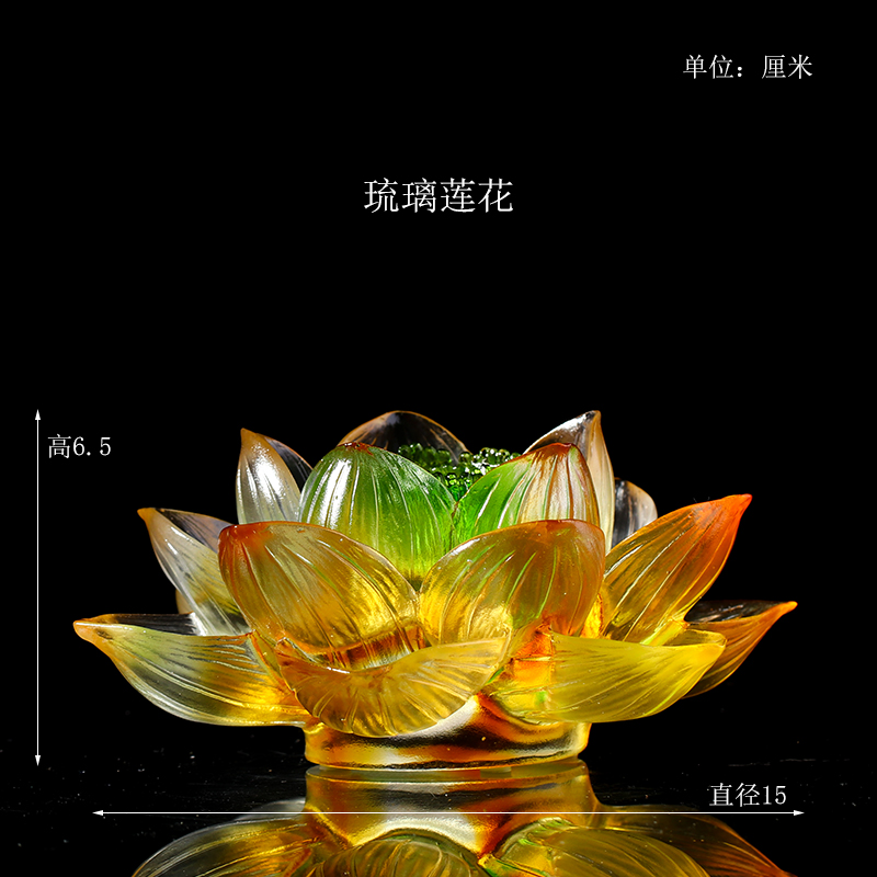 优选古法琉璃莲花摆件荷花供奉家居佛堂烛台供花手工寺院桌面工艺