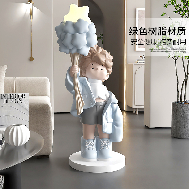 治愈系男孩公仔落地摆件客厅电视柜沙发旁小夜灯家居饰品乔迁礼物