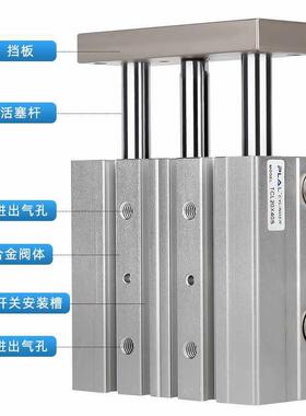 三轴三杆带导杆气缸TCM12/16/20/25/32/40/50/63X10X20X30X50X75S