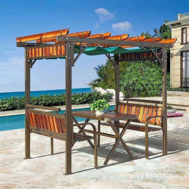 天台别墅子露台露天庭院室外防腐木四角凉亭楼顶户外凉亭花园阳台