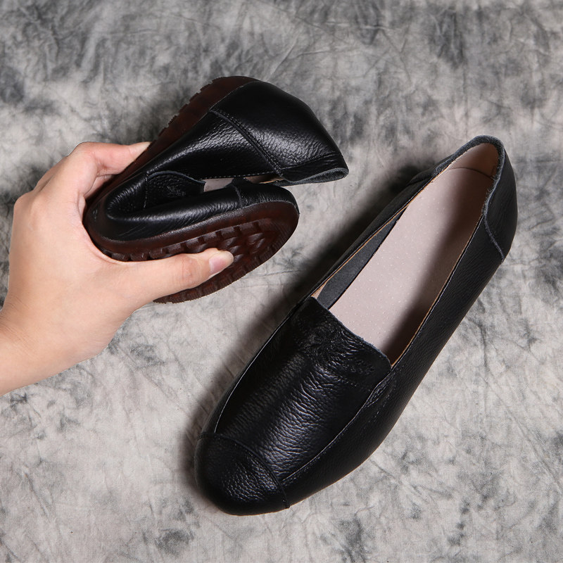 新款头层牛皮平底单鞋软底软面大码妈妈鞋舒适豆豆鞋春秋浅口单鞋,女鞋,浅口单鞋,淘宝优惠券,粉丝福利购,淘宝优惠卷