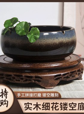 优选实木底座旋转木雕圆形底托花瓶玉器古玩托盘石头酒坛摆件根雕