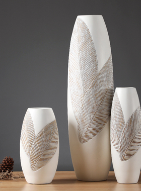 优选白色落地大摆件高级感客厅电视柜旁入户玄关办公室前台家居装