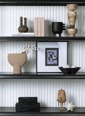 优选高级样板间展厅玄关书柜售楼部摆件侘寂风民宿样板房饰品软装