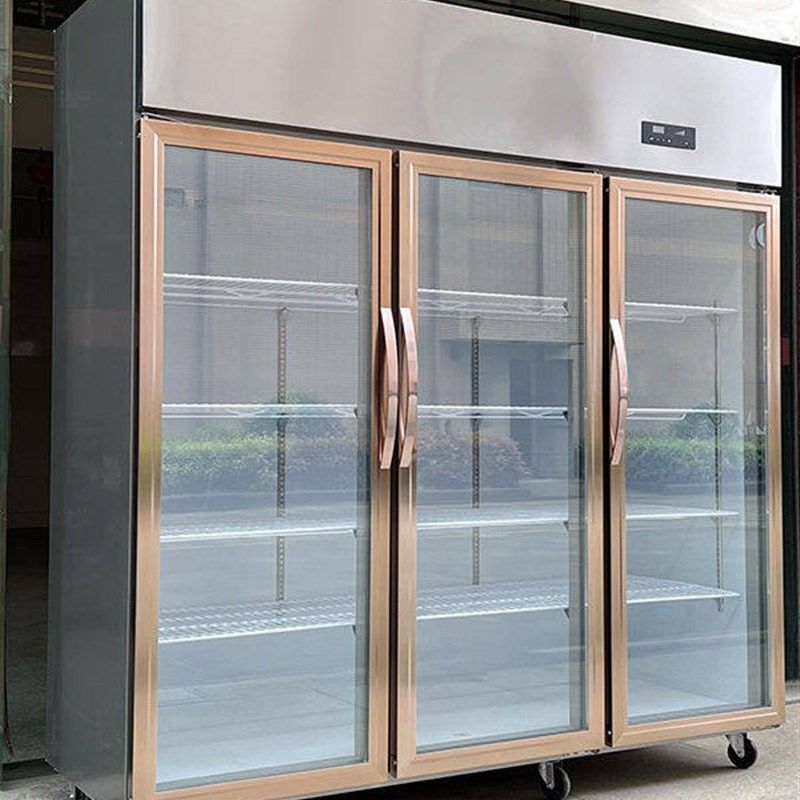优选大型三门冷藏保鲜陈列柜商业冷冻蔬菜串店大型双门双门订购柜