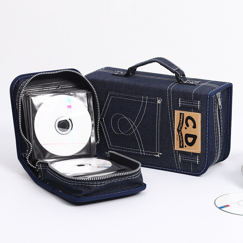 优选简创大容量CD包加厚牛仔布光盘包碟片盒128片装DVD盒碟片包