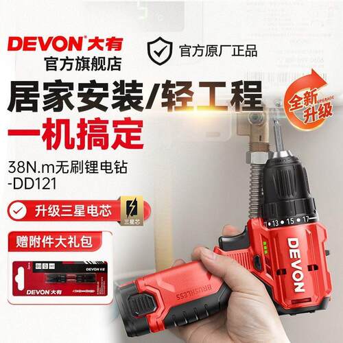 12V无刷手电钻电动螺丝批家用墙上手枪钻多功能电动工具DD121