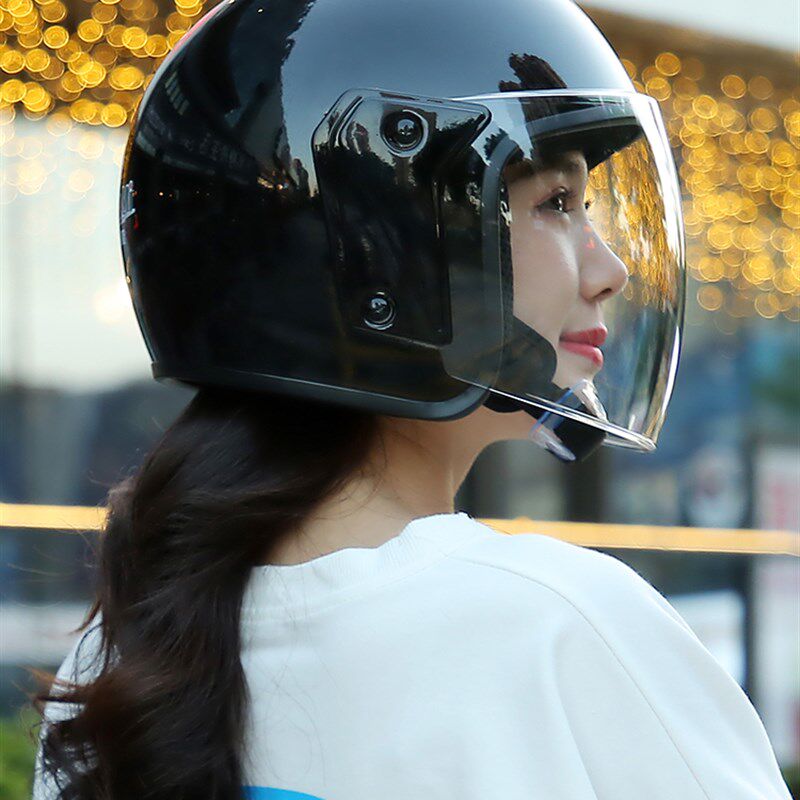 优选电动助力车安全帽女冬季抗寒半覆 覆式保暖半盔电动车安全帽