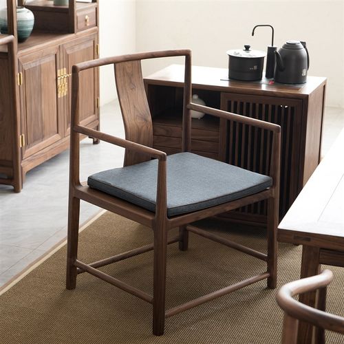 优选新中式茶椅子茶台实木主人椅办公椅小圈椅黑胡桃木书桌椅餐椅