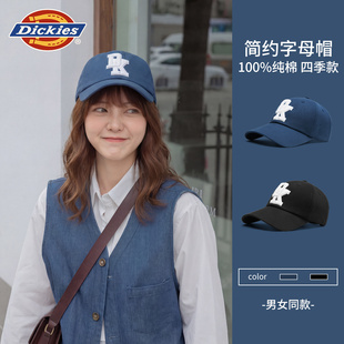 Dickies帽子女冬纯棉透气遮阳鸭舌帽显脸小男款黑色棒球帽大头围