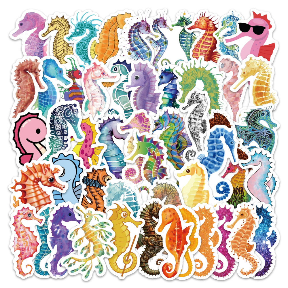54张可爱卡通海马贴纸装饰水杯笔记本收纳盒手账贴画,文具电教/文化用品/商务用品,贴纸/立体贴纸,淘宝优惠券,粉丝福利购,淘宝优惠卷