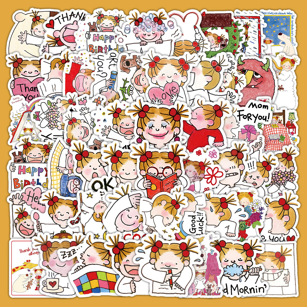 63张酱女孩贴纸卡通可爱周边行李箱手账本水杯桌面装饰防水小贴画