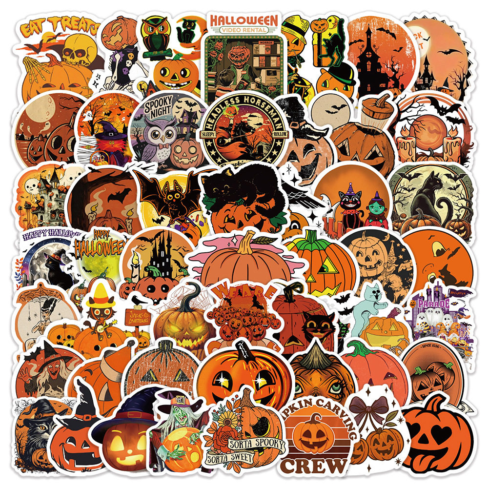 50张复古万圣节卡通贴纸装饰冰箱手机壳行李箱贴画,文具电教/文化用品/商务用品,贴纸/立体贴纸,淘宝优惠券,粉丝福利购,淘宝优惠卷