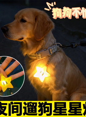 夜间遛狗星星灯防走失发光挂件狗狗夜晚出行夜光吊坠宠物防丢挂灯