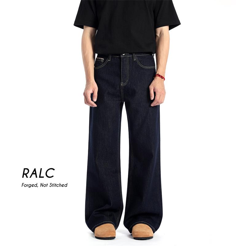 RALC 复古丹宁色春夏款牛仔裤男cleanfit宽松直筒阔腿裤长裤子