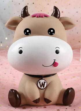 网红可爱卡通萌牛小摆件存钱罐可存可取蛋糕汽车内装饰品儿童礼物