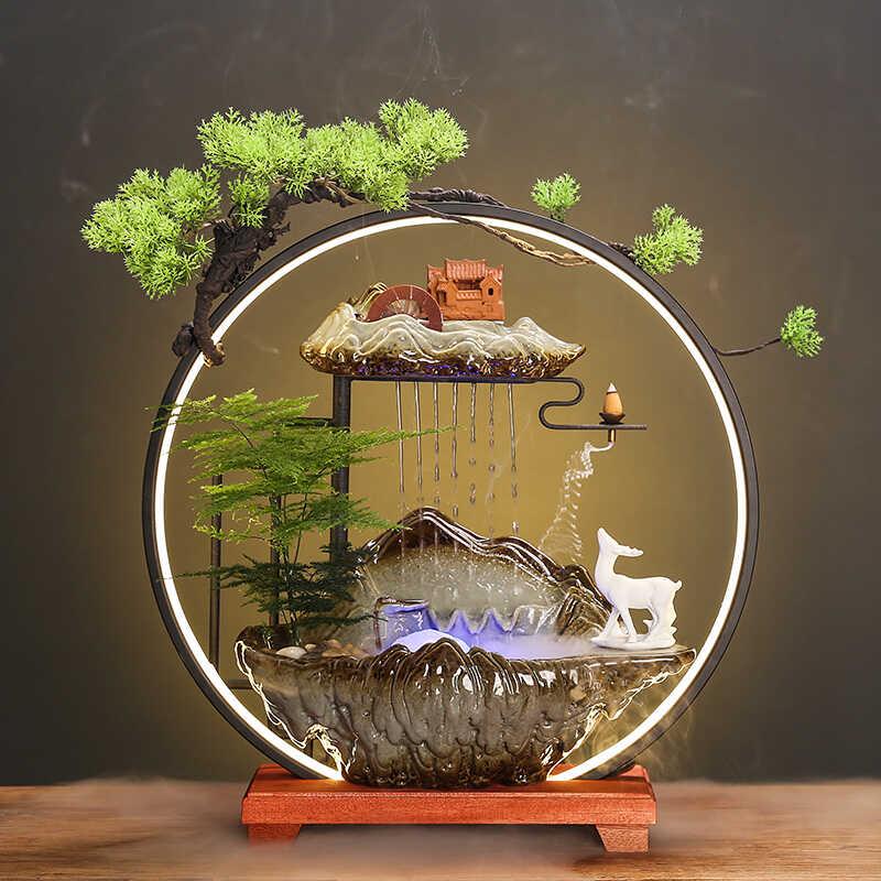 开业新居加湿器客厅办公室乔迁喷泉香流水倒流中式摆件家用]礼装