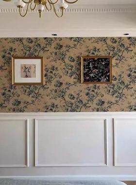 覆古中古墙纸无缝墙布定制壁画蓝色大花顾大爷网红卧室背景墙壁纸