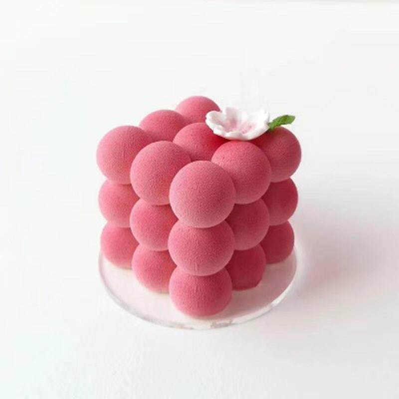 6连魔方魔球慕斯模具烘焙蛋糕硅胶创意3D立体球形手工香薰蜡烛15