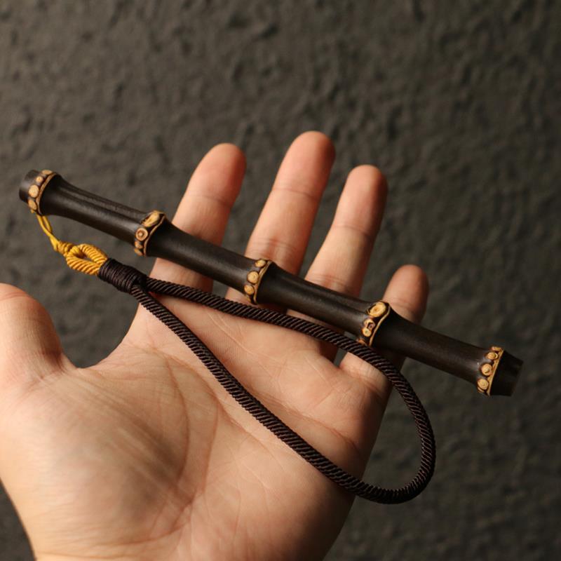 精品纯手工制作天然满钉紫竹鞭手把件竹雕竹制小挂件把玩小件老料