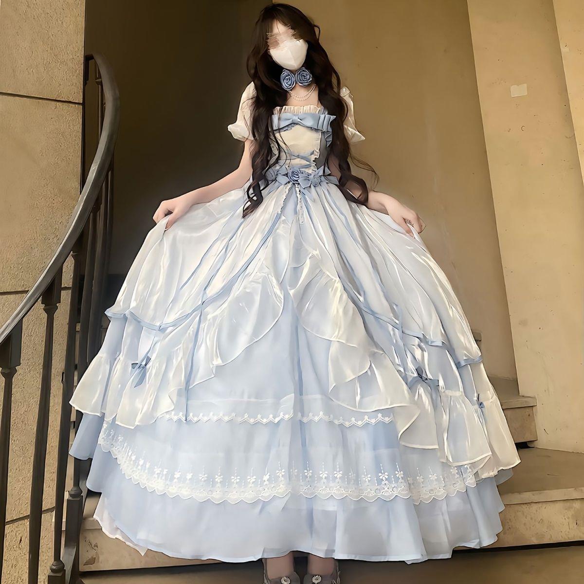 呜呼大裙子lolita飞行日记大花嫁成人礼服公主裙洛丽塔长裙生日女
