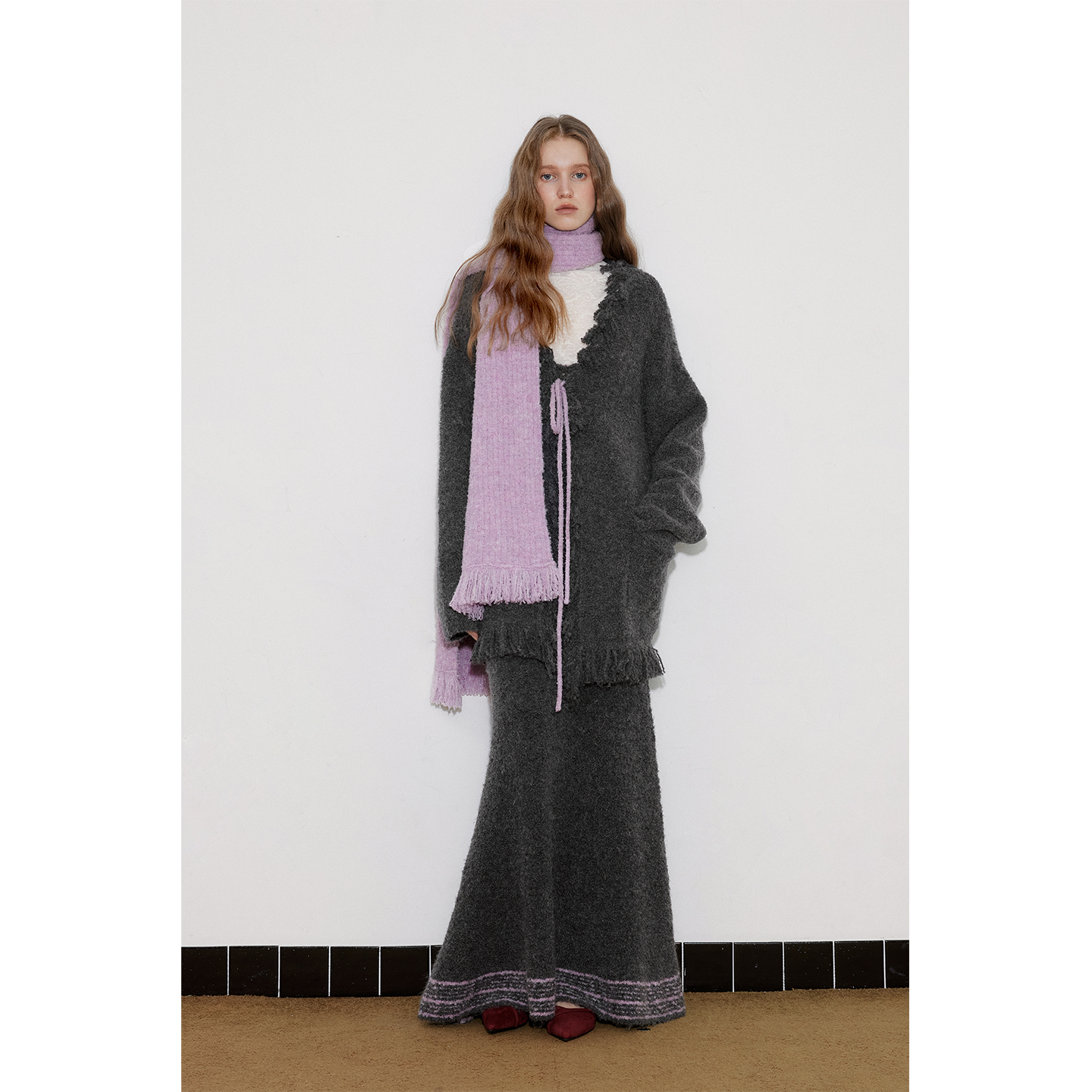 原创设计羊毛圈圈纱毛织围巾开衫