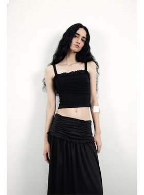 in modo diverso 原创小众设计手工木耳边捏褶外穿背心女2025新款