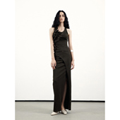 原创小众设计围裹开衩提花华夫格针织半身裙长款 modo diverso