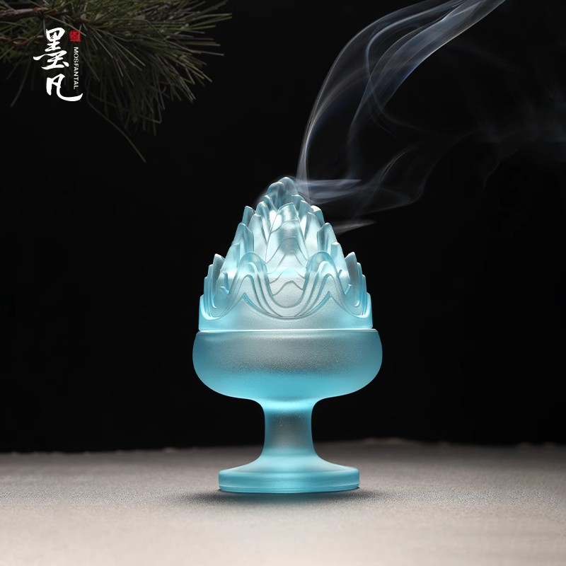 墨凡古法琉璃博山炉檀香室内盘香香炉香薰炉琉璃博山炉（蓝色）