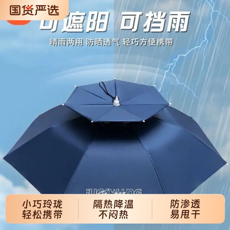 新款伞帽头戴式雨伞防雨防晒折叠钓伞户外专用遮阳钓鱼伞渔业用具图片