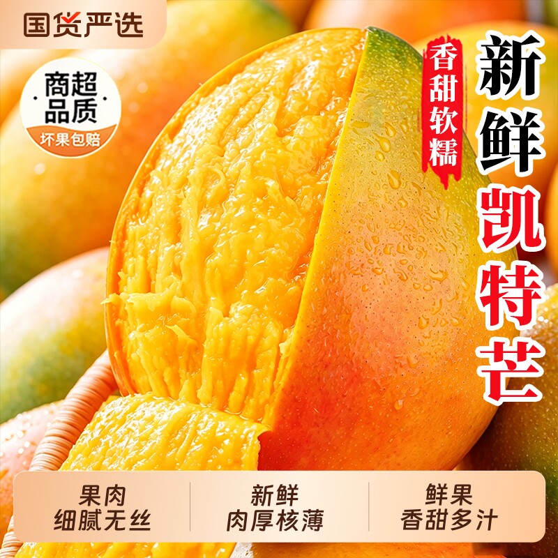 四川攀枝花凯特芒果新鲜应季水果青芒特大青果甜当季9斤整箱包邮