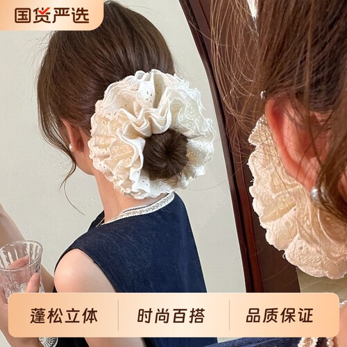 立体大肠发圈女高级感2026新款头花发绳蕾丝头绳低丸子头发饰四层