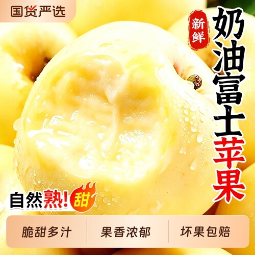 山东烟台黄金奶油富士苹果9斤当季新鲜水果正宗脆甜奶油苹果整箱