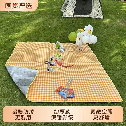 野餐垫户外防潮垫防水加厚便携徒步沙滩垫露营草坪地垫子铝膜双面