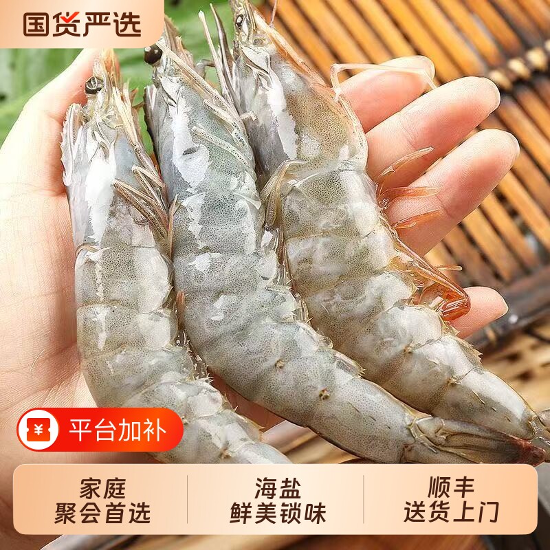 新鲜进口王牌大虾厄瓜多尔白虾鲜活速冻基围虾盐冻海虾水产批发