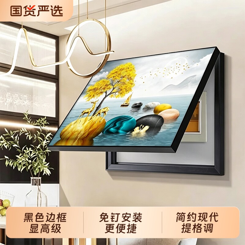 电表箱装饰画遮挡配电箱现代简约客厅挂壁画免打孔大气推拉墙面图片