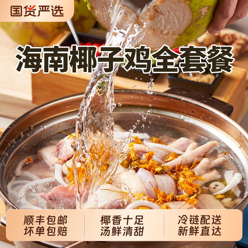 海南椰子鸡全套餐火锅食材鸡汤农家散养土鸡肉走地鸡