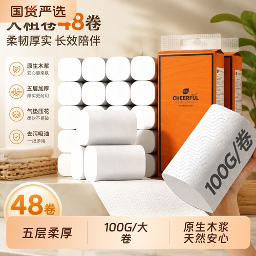 植护无芯卷纸五层卫生纸100g/卷