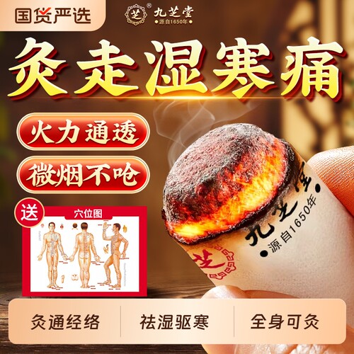 九芝堂艾灸柱陈年短艾柱非十年纯艾绒无烟家用随身灸祛湿艾条正品