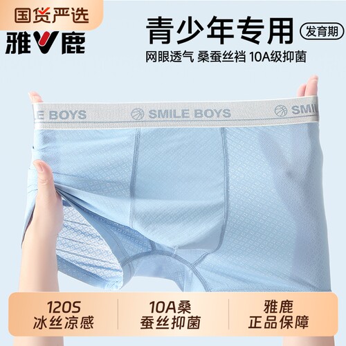 雅鹿青少年男童发育期冰丝内裤