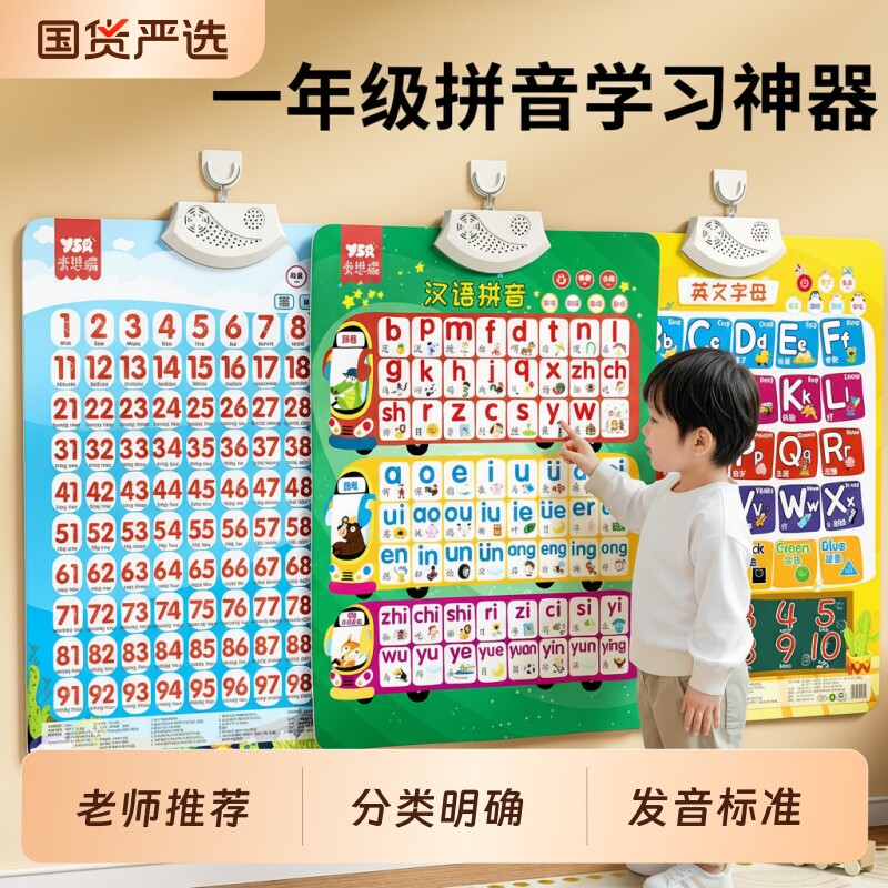 汉语拼音字母表墙贴认字挂图幼小衔接有声声母韵母发声书早教英文图片