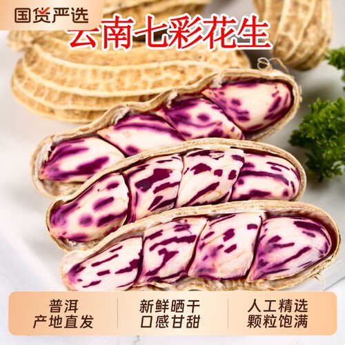 七彩花生米云南特产带壳2025花生粒熟咸干五彩花生新鲜晒干大粒