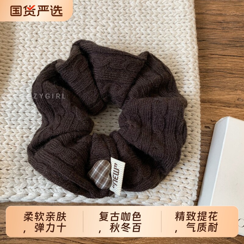 高级感毛线针织大肠发圈女后脑勺盘发绳夏季高弹力橡皮筋头绳头饰
