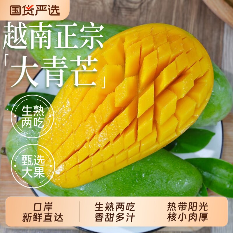 正宗越南大青芒生熟大芒果热带水果口岸新鲜直达整箱批发芒果青皮