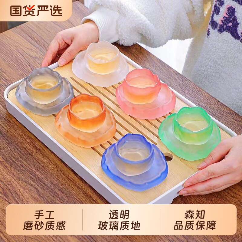 李子柒同款热卖杯子 玻璃琉璃茶杯冰种玻璃杯功夫茶具主人杯 人气