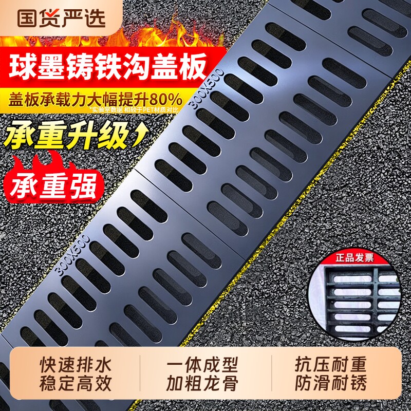 水道盖板球墨铸铁井盖方形沟盖板图片