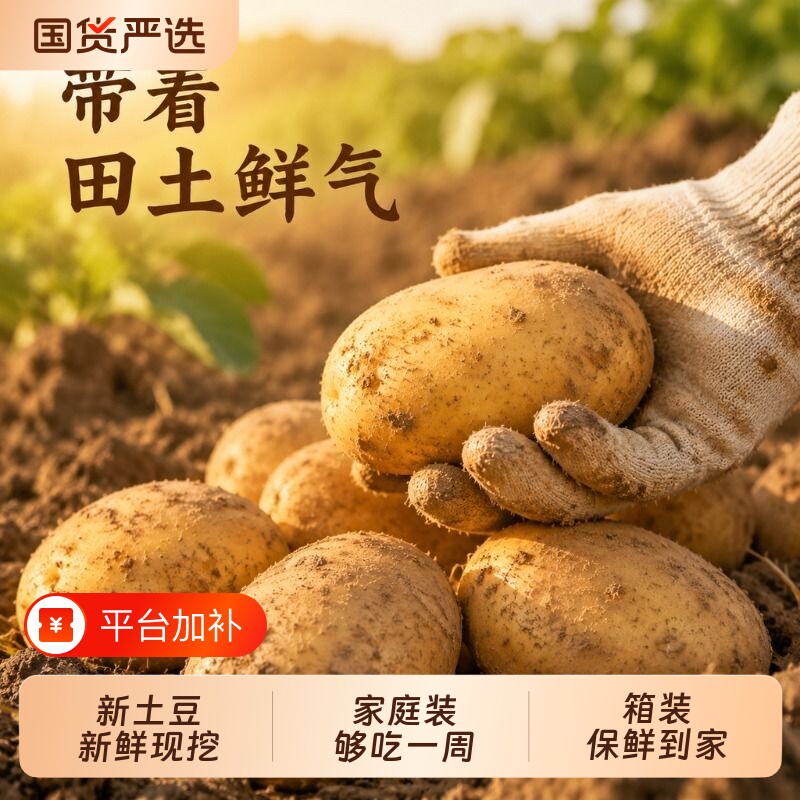 定西黄皮土豆农家自种新鲜精品现挖马铃薯正宗洋芋蔬菜批发当季