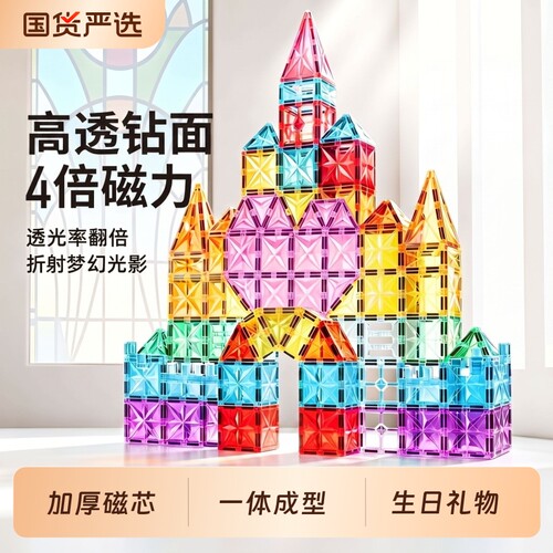 磁力片彩窗磁吸积木男孩女孩拼装玩具3到6岁儿童益智生日礼物方块