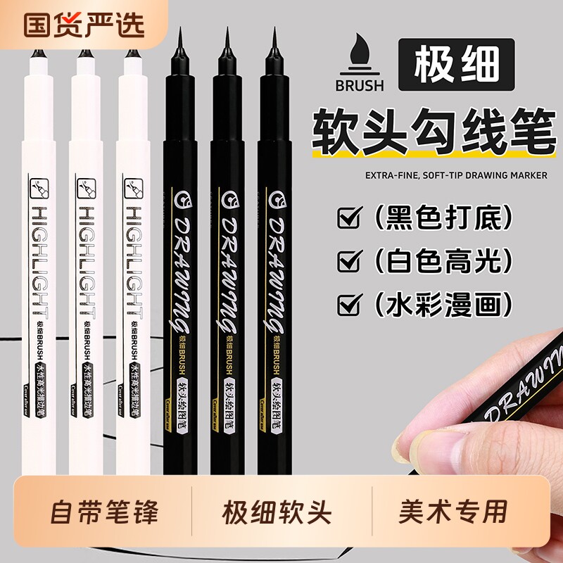 超细毛笔防水不晕染黑色勾线笔图片